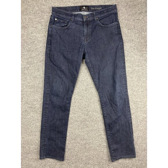 7 For All Mankind Jeans Mens 34 Blue The Straight Luxe Performance Stretch - Picture 1 of 8